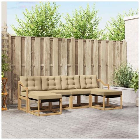 Set di divani da esterno con cuscino 6 pcs Bianco e Beige - Foto 2