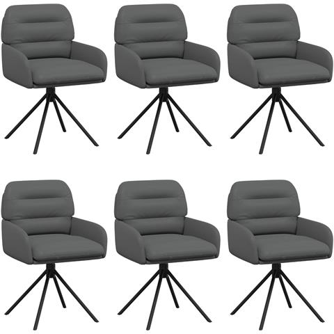 Sedie da pranzo girevoli 6 pcs Similpelle Grigio - Foto 1