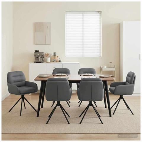 Sedie da pranzo girevoli 6 pcs Similpelle Grigio - Foto 2