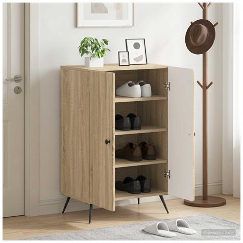 Mobile per scarpe BREDA 59,5 x 39,5 x 90 cm Rovere Sonoma - Foto 2