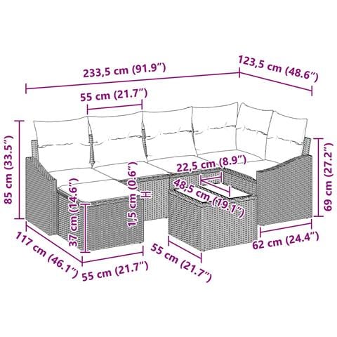 Set di divani 7 pz Marrone polyrattan - Foto 2