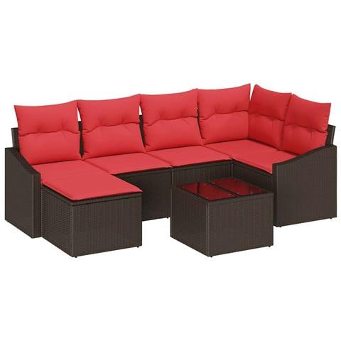 Set di divani 7 pz Marrone polyrattan - Foto 1