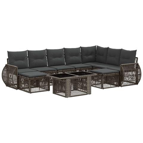 Set Divano da Giardino 10 pz Grigio e Grigio Scuro polyrattan - Foto 1