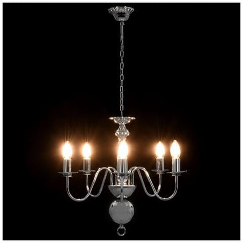 Lampadario Argento 5 Lampadine Attacco E14 - Foto 2