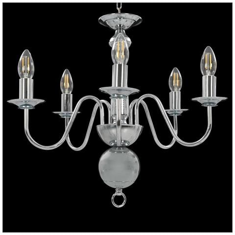 Lampadario Argento 5 Lampadine Attacco E14 - Foto 10