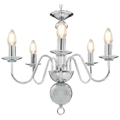 Lampadario Argento 5 Lampadine Attacco E14 - Foto 1