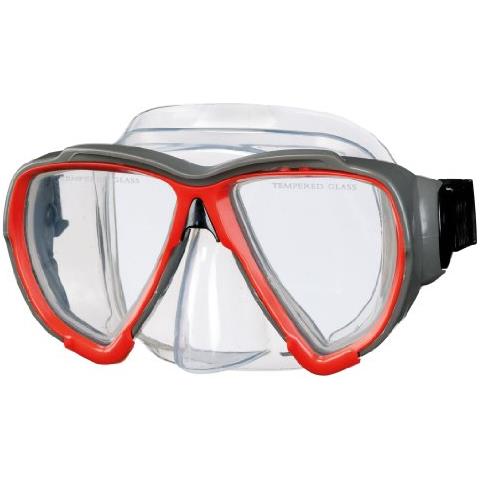 Porto, Maschera Subacquea. Unisex-adulti, Colore: Rosso, Taglia Unica - Foto 1