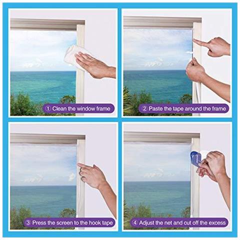 Schermo Jit-fung Fly Per Window-3 Confezioni Zanzariera Dellinsetto Della Maglia Con La Taglierina 13 X 155 M Con 3 Rulli Nastri Autoadesivi - 2.0 Pro - Foto 2