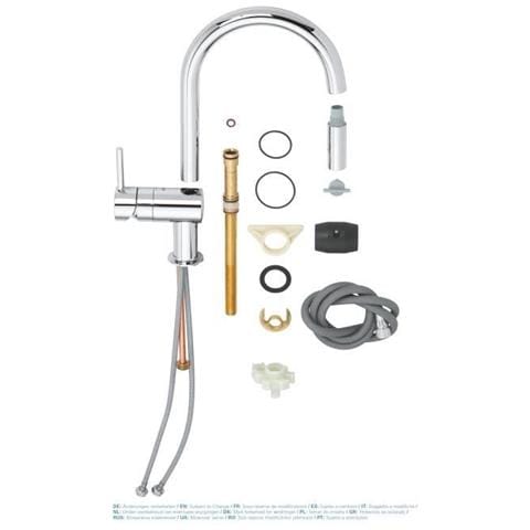 Miscelatore Monocomando Lavello Minta 32321002 - Doccetta Estraibile 2 Getti - Bocca C - Bocca Tubo Girevole 360° - Valvola Di Non Ritorno - Cromo - Foto 2