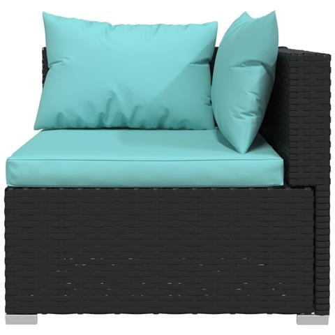 Set Divani da Giardino 4 pz con Cuscini in Polyrattan Nero - Foto 2