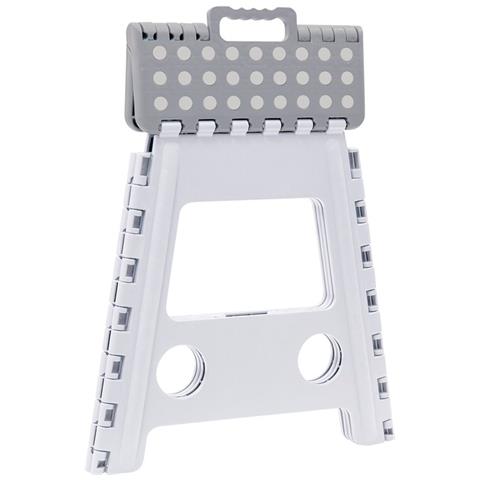 Tb-039-gb Sgabello Pieghevole Multiuso | Sgabello Per Adulti O Bambini | Scala Pieghevole | Scalino | Sgabello Per Cucina, Bagno, Campeggio | 39 Cm Di Altezza | White & Grey - Foto 3