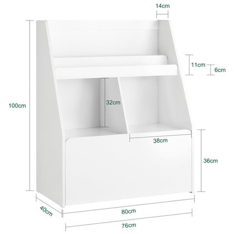 Libreria Per Bambini Scaffale Per Bambini Con Cassapanca Portagiochi Estraibile Mobili Cameretta Bianco 76x40x100cm Kmb83-w - Foto 2