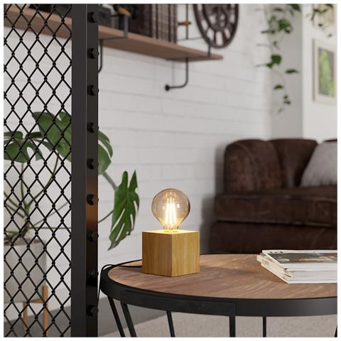 Lampada Da Scrivania Contemporanea Prestwick 2 1 Luce Legno Marrone - Foto 1