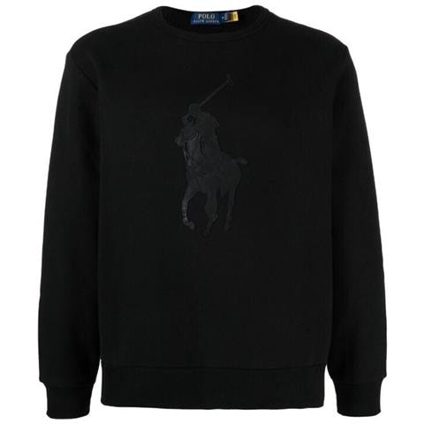 Felpa Polo Ralph Lauren Big Pony Logo In Pelle Nero Tg S - Foto 5