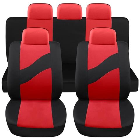 Coprisedili Auto Universali Modello Ls08, Set Anteriori E Posteriori, Tessuto Poliestere, Colore Rosso - Foto 1