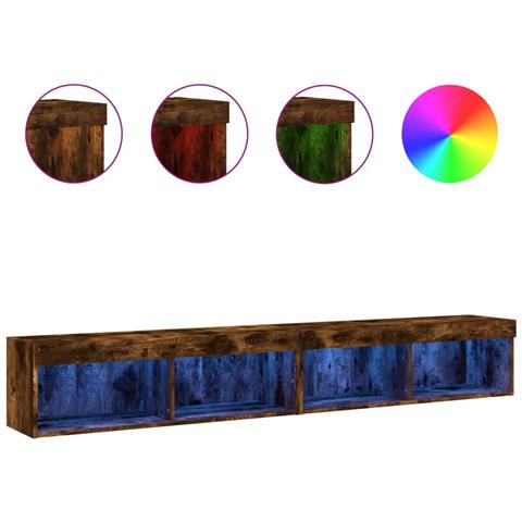 Mobili Porta Tv Con Luci Led 2 Pz Rovere Fumo 100x30x30 Cm - Foto 2