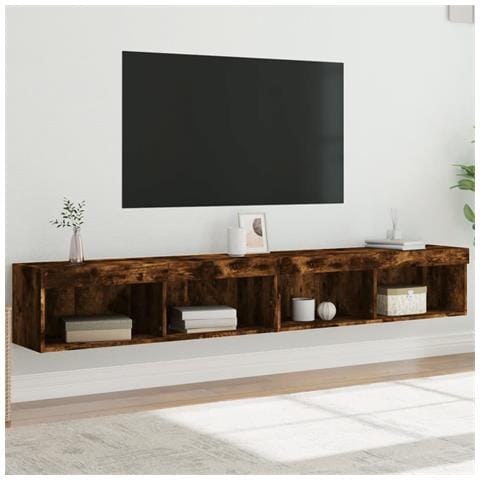 Mobili Porta Tv Con Luci Led 2 Pz Rovere Fumo 100x30x30 Cm - Foto 1