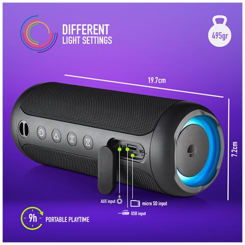 Altoparlante Bluetooth Portatile Roller Furia 2 Black Nero 15 W - Foto 2