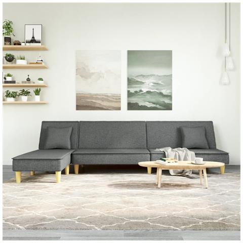 Divano Letto A L Grigio Scuro 255x140x70 Cm In Tessuto - Foto 8