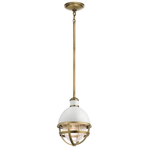 Sospensione Contemporanea Tollis Acciaio Ottone Naturale Bianco 1 Luce E27 - Foto 1