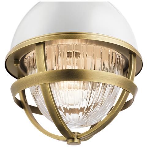 Sospensione Contemporanea Tollis Acciaio Ottone Naturale Bianco 1 Luce E27 - Foto 2