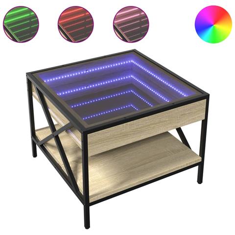 Tavolino Da Salotto Con Led Infinity Rovere Sonoma 50x50x38 Cm - Foto 2
