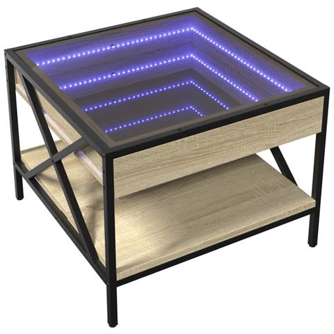 Tavolino Da Salotto Con Led Infinity Rovere Sonoma 50x50x38 Cm - Foto 3