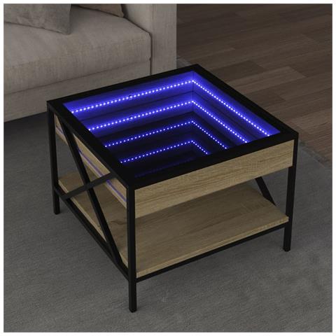 Tavolino Da Salotto Con Led Infinity Rovere Sonoma 50x50x38 Cm - Foto 1