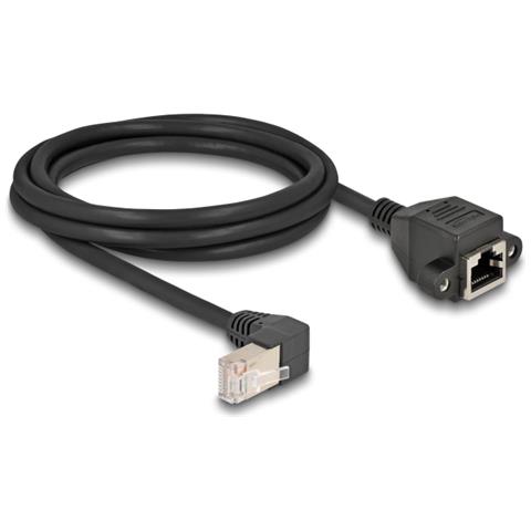 Cavo di prolunga di rete S /FTP RJ45 maschio angolato a 90° per RJ45 femmina integrato Cat. 6A 2 m nero - Foto 3