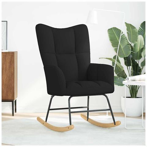 Sedia A Dondolo Nera In Tessuto - Foto 3