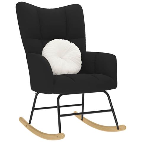 Sedia A Dondolo Nera In Tessuto - Foto 1