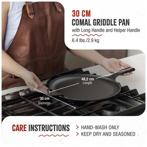 35891 Piastra Per Grigliare Ghisa Induzione Comal Per Pizza 30cm, Fuoco Barbecue Forno Nero - Foto 8