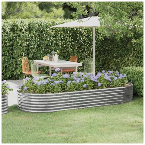 Letto Giardino Acciaio Verniciato Polvere 249x100x36cm Argento - Foto 6