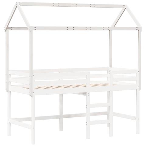 Tetto Letto Bambini Bianco 217x95,5x159 Cm Legno Massello Pino - Foto 2