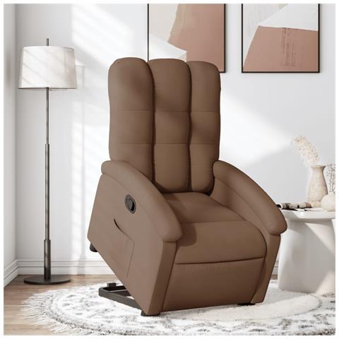 Poltrona Alzapersona Reclinabile Marrone In Tessuto - Foto 8