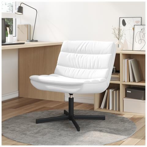 Sedia Girevole Bianco Tessuto poliestere, Struttura in metallo - Foto 2