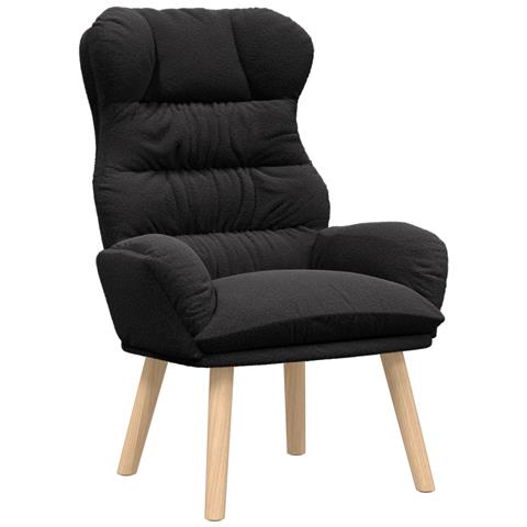 Poltrona Rilassante  Nera in Tessuto Simil Lana Riccioli - Foto 1