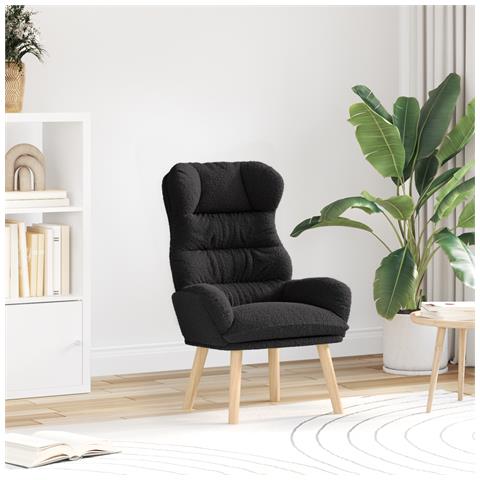 Poltrona Rilassante  Nera in Tessuto Simil Lana Riccioli - Foto 2