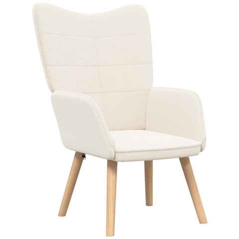 Poltrona Rilassante  in Tessuto Simile a Lana Riccia Color Panna - Foto 1