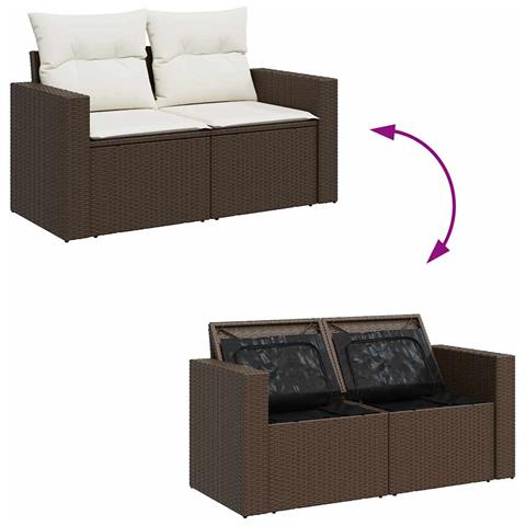 Set Divani da Giardino 7 pz con Cuscini Marrone in Polyrattan - Foto 9