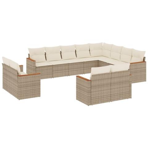Set Divani da Giardino 12 pz con Cuscini Beige in Polyrattan - Foto 1