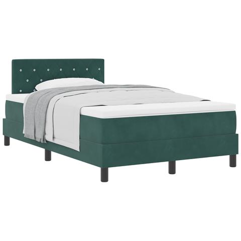 Letto Box Spring con Materasso Verde Scuro Piccolo Doppio Velluto - Foto 1