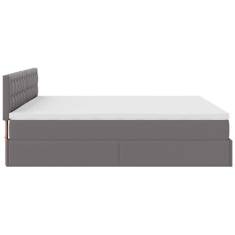Pouf Letto con Materassi e LED Grigio 160x200cm Similpelle - Foto 9