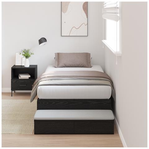 Struttura Letto in Legno Nero Rovere 75x190 cm - Foto 2