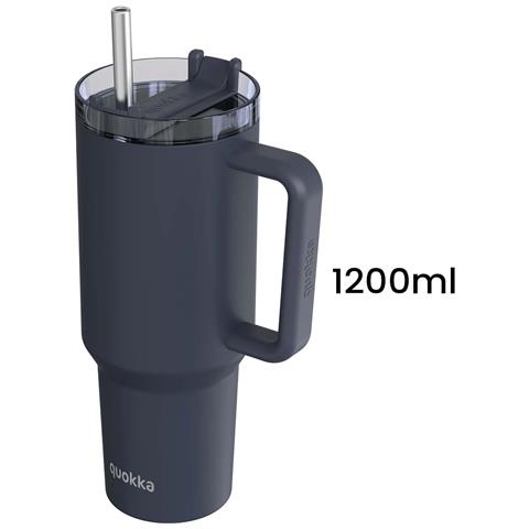 Bicchiere Termico 1200 Ml Con Cannuccia E Manico Ergonomico, Grafite - Foto 2