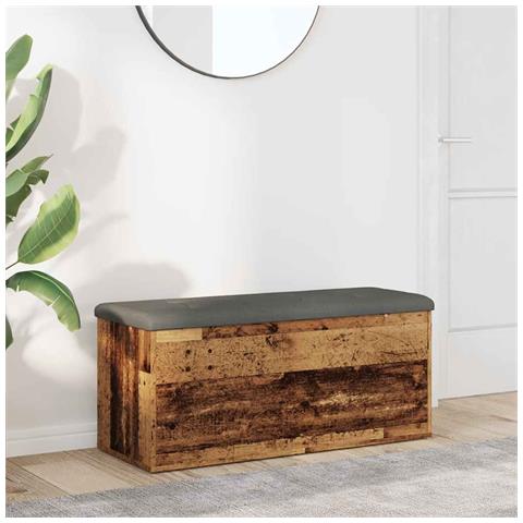 Panca Portaoggetti Legno Antico 102x42x45 cm Legno Multistrato - Foto 2