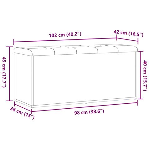 Panca Portaoggetti Legno Antico 102x42x45 cm Legno Multistrato - Foto 9