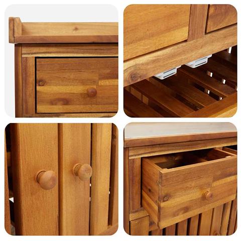 Mobiletto da Giardino con cassetto Marrone 78 x 36.5 x 78cm - Foto 9