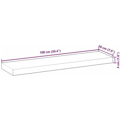 Mensole da Parete 4 pz 100x20x4 cm Legno Acacia Rifinito a Olio - Foto 9