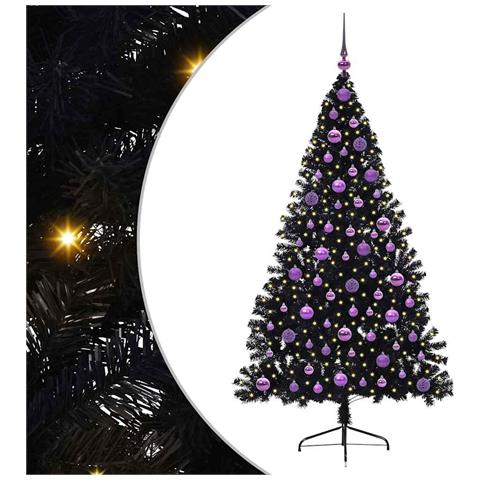 Albero di Natale artificiale con luci integrate Nero 180 cm PVC - Foto 1